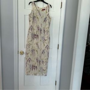 Richards Womens Maxi Dress Sz 12 USA 42 eur 14 UK. Cream w purple NWT VintageY2K